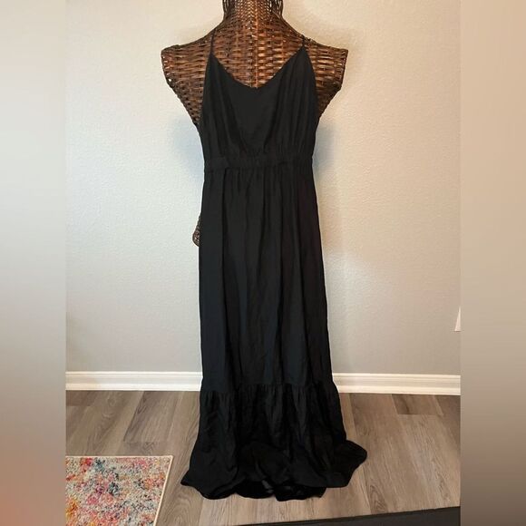 Parker 100% silk empire waist low back Black Maxi Dress M prom event fancy - Picture 1 of 6